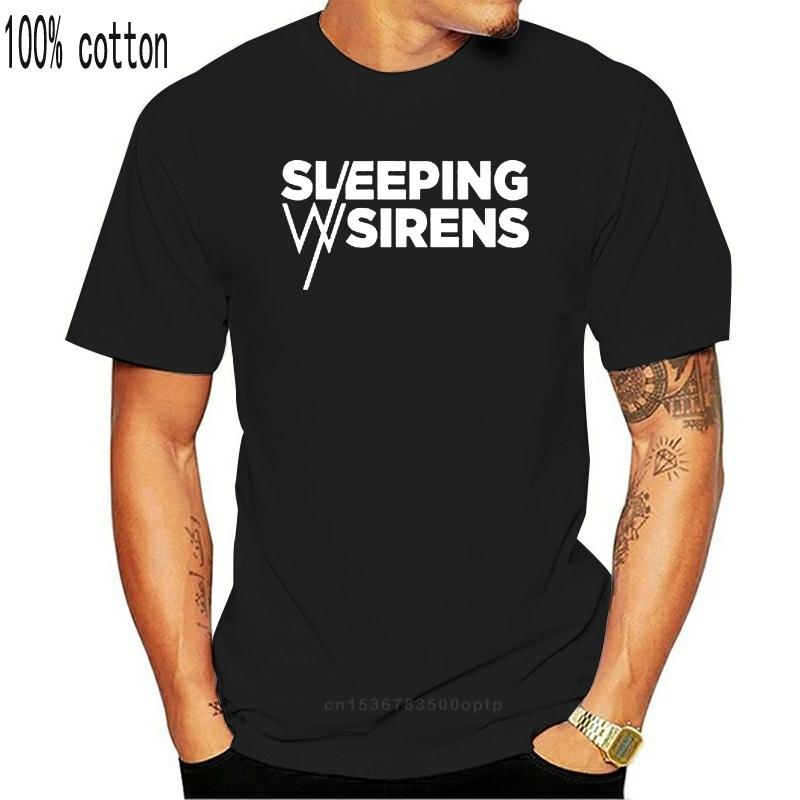 

Sleeping With Sirens Rock Band Logo Mens Black T-Shirt Size S-3XL 3XL чорний