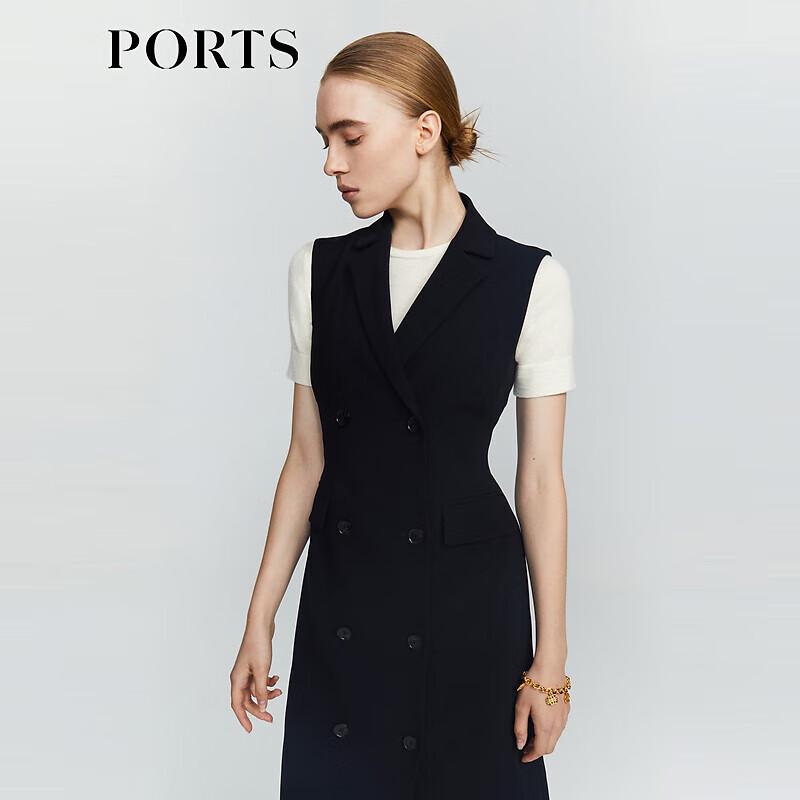 Ports Women's Elegant Double-Breasted Sleeveless Midi Dress