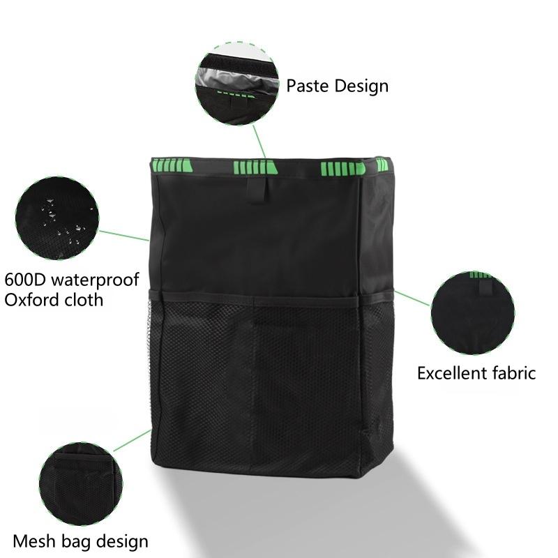 Foldable Car Trash Can with Storage Pockets - Waterproof, Leakproof, Hanging Garbage Bin for Auto, Outdoor Camping Trash Can
