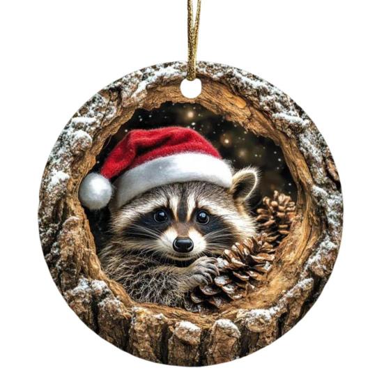 Animal Christmas Ornament 2D Flat Forest Animal Xmas Tree Ornament Acrylic Hanging Woodland Pendant for Garden Tree Home Decor
