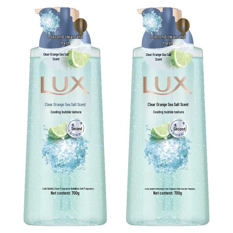 Пенящийся освежающий гель для душа Lux с морской солью 2x700 г Семейная упаковка