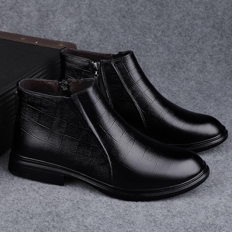 Mode Neue Herren Chelsea Boots aus echtem Leder Mode Vielseitige Stiefeletten Business High Top Freizeitschuhe Britischer Stil Herrenstiefel