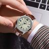 Men's Quartz Movement Clock Leather Strap Watch Number Wristwatch