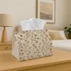 1pc Botanical Vintage Elegant Tissue Box - Floral Beige Polyester Napkin Holder for Home, Kitchen, And Car Decor | Multi-Functional Tissue Dispenser, 