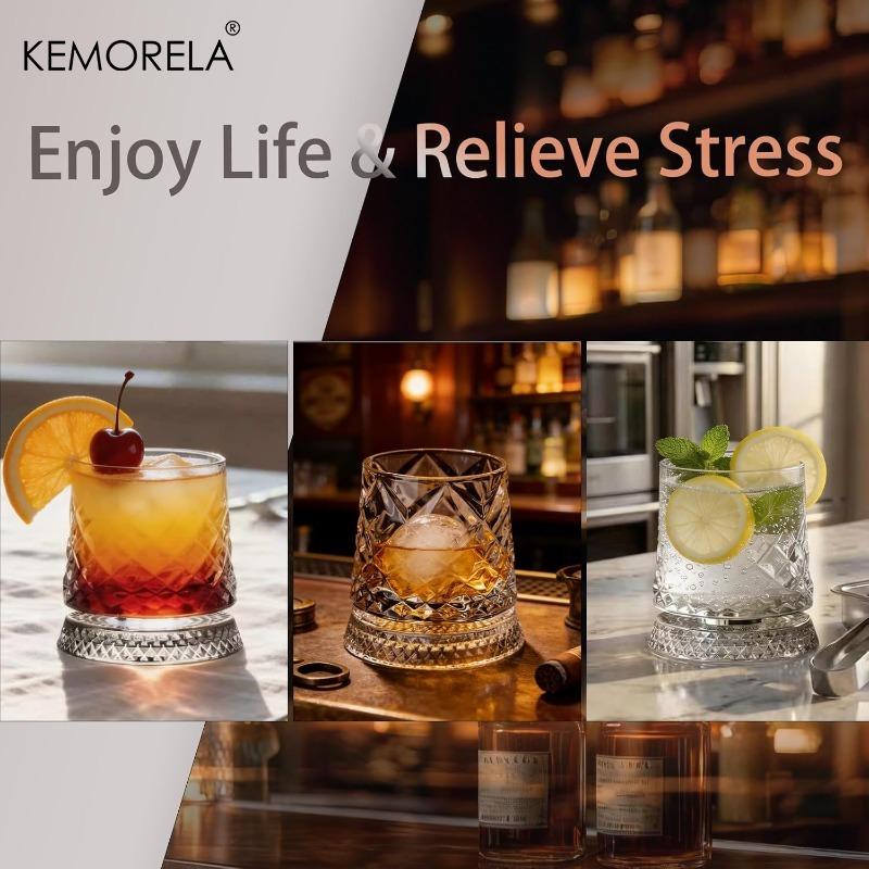 1PCS Rotating Whisky Glass 360 Degree Rotating Crystal Beer Glass Thick Base for Bourbon And Scotch Whisky a Unique Gift for Men