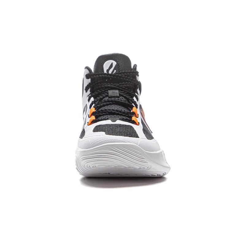 Li Ning Tian Ying 2.0 Confortáveis Antiderrapantes Absorventes de Choque Resistentes ao Desgaste Respiráveis Cano Médio Tênis de Basquete Infantil Preto Branco YKBU098-5