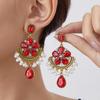 Vintage Bohemian Flower Earrings for Women , Sweet Retro Titanium Alloy Ear Studs , Fashion Ethnic Style Jewelry