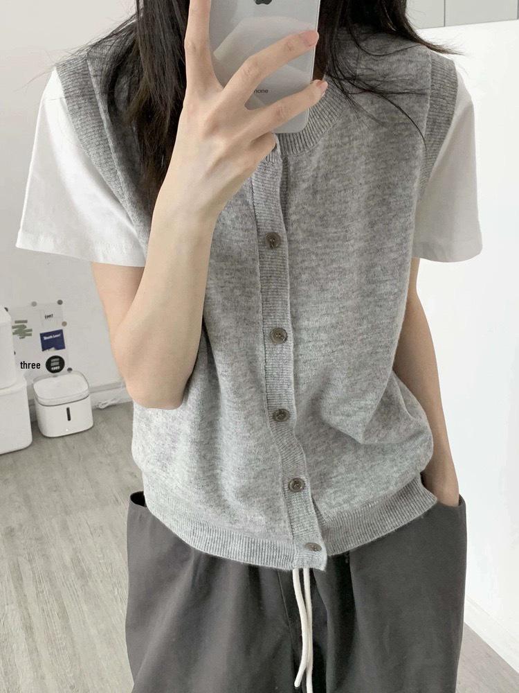 

Женский серый минималистичный многослойный шерстяной жилет-свитер - Коллекция Весна 2025 Small серый