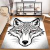 Wolf Head Carpet with Red Eyes and Intricate Tribal Design, Nordic Style Suitable for Use As an Anti-slip for Living Room Bedroom Sofas