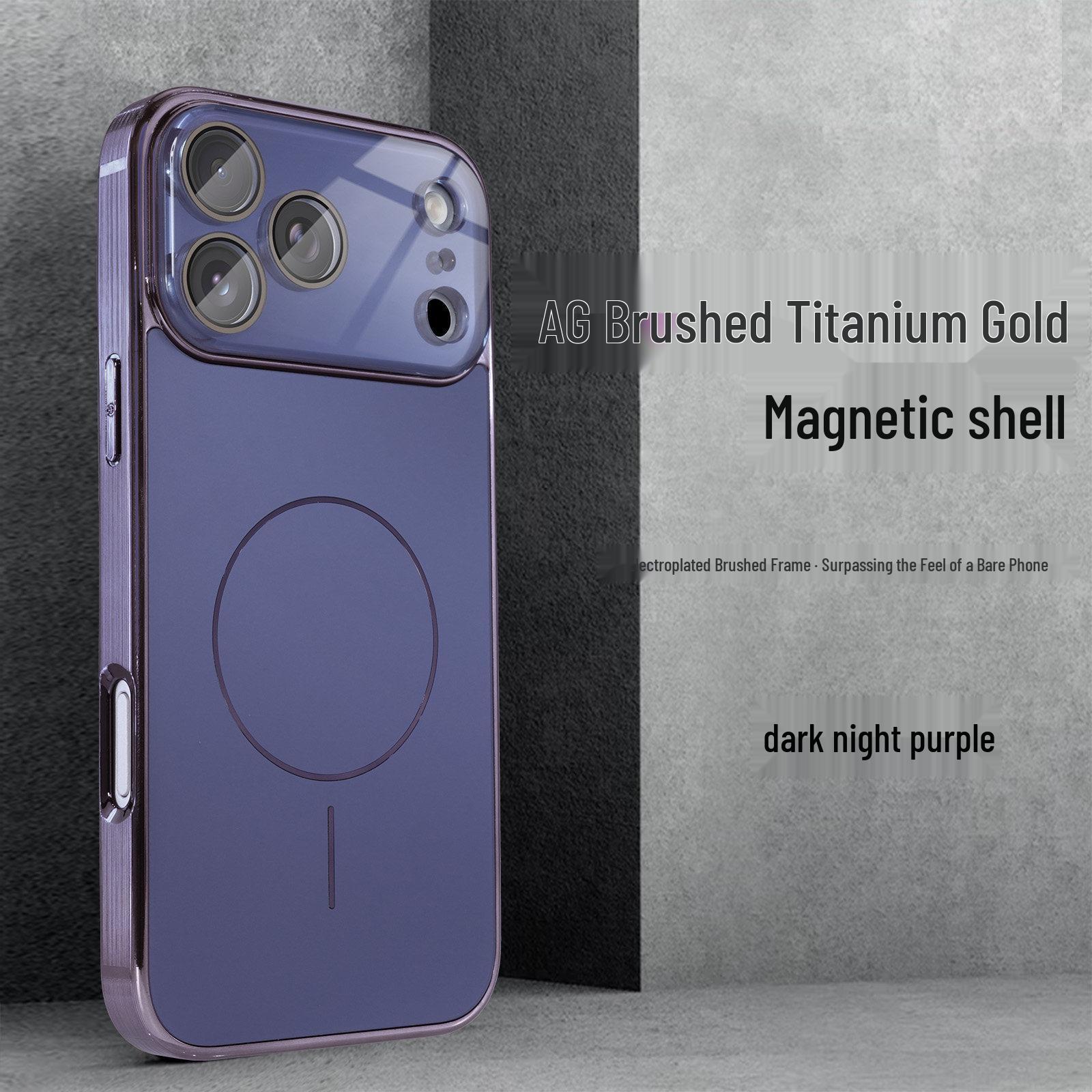 

Apple-Compatible 17 Pro Max Electroplated Brushed Edge Case with Magnetic Frosted Back for iPhone 16 & 15 Pro iPhone 17