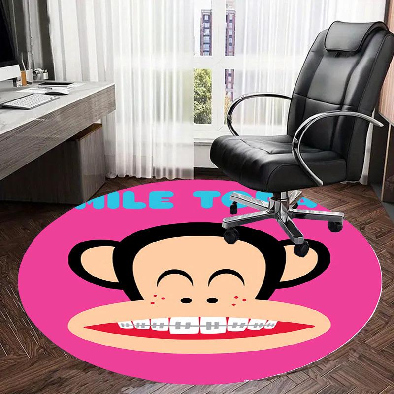 1pc Smile Today Monkey Round Carpet, Made of Polyester,Perfect for Decorating Office Chairs, Living Rooms,Vibrant Decorative Rug