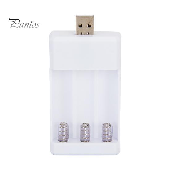 

Зарядное устройство Безопасная быстрая зарядка со светодиодным индикатором 3 слота USB Адаптер для зарядки аккумуляторной батареи типа AA/AAA для радио белый