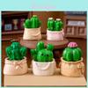 Yellow Resin Miniature Cactus Adorable Desk Accessory Plant Decor For Office