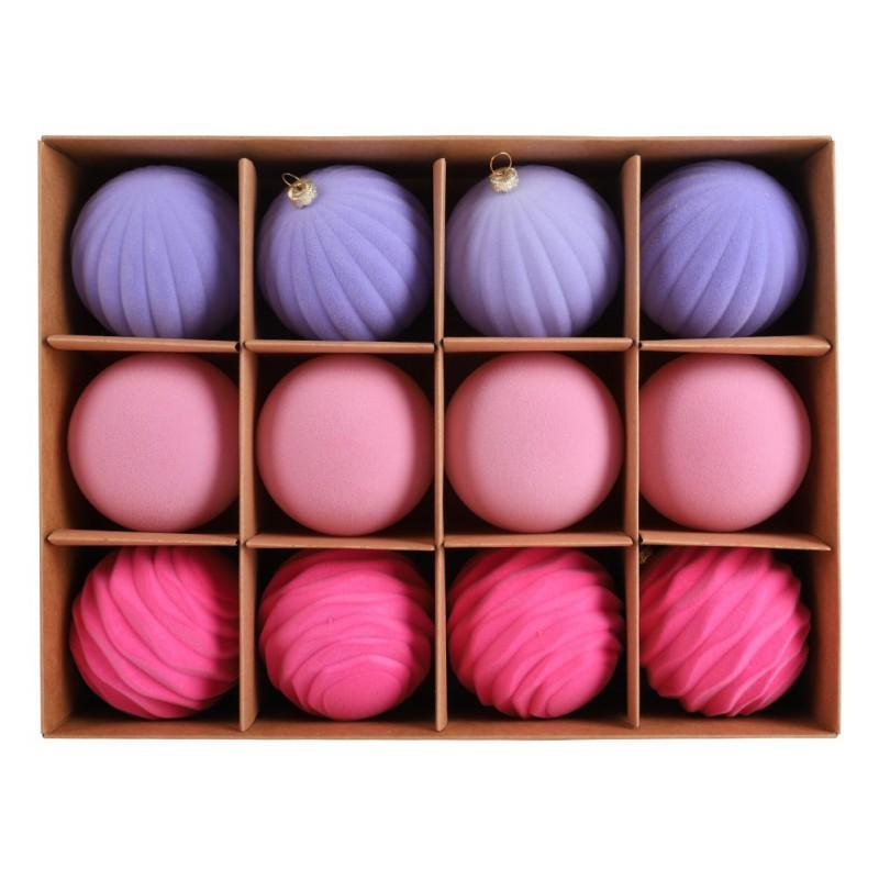 12pcs/box Flocked Christmas Balls Christmas Tree Decoration Hanging Balls Ornaments Plush Ball Box Christmas Holiday Decors 8cm