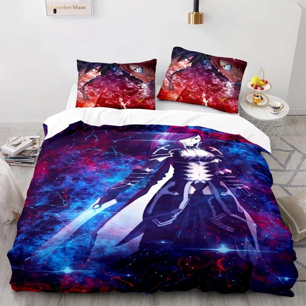 Nuevo Juego de Cama Fairy Tail Anime Japonés Niños Niñas Regalo Decoración de Dormitorio Tamaño Individual Twin Completo Queen Textil para el Hogar Dropshipping