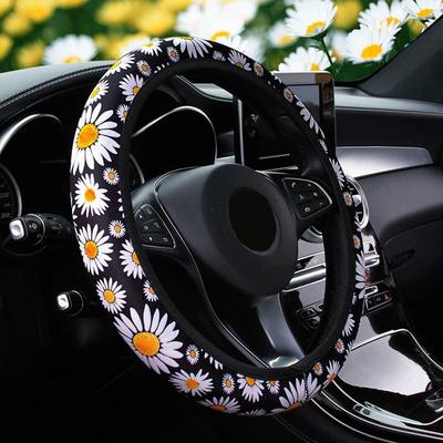 Universal Car Steering Wheel Cover Protector Daisy Printed Anti-skid Elastic