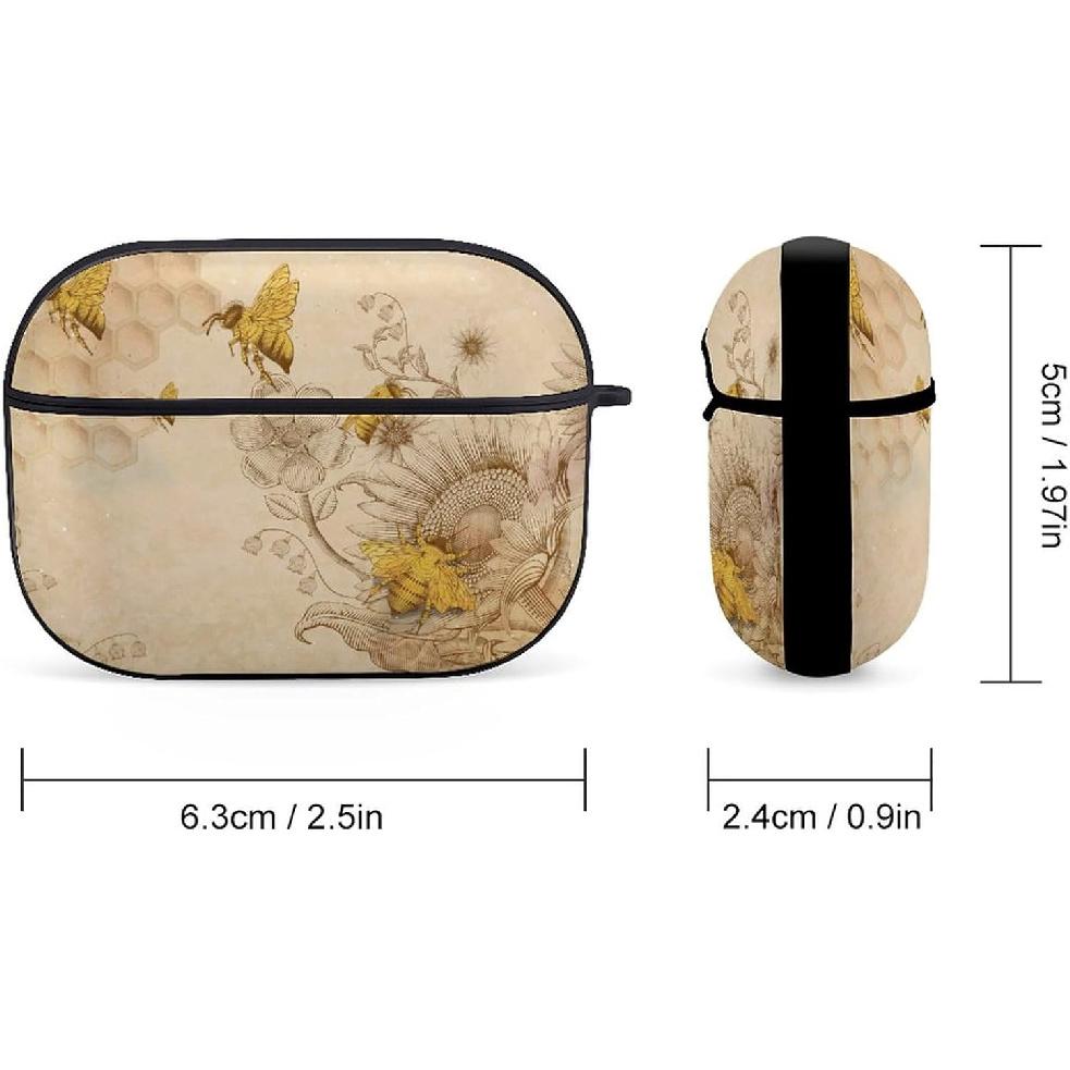 Honey-Bees-Wildflowers-Retro Compatible with AirPods Pro Case Cover,Shock-Proof PC Full Protective Cover Compatible for Airpods Pro,Supports Wireless