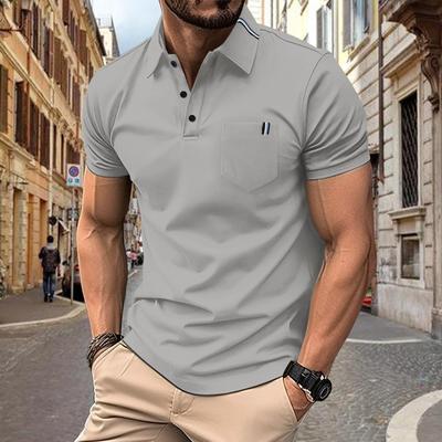Summer Men's Casual Sports Solid Color Short Sleeved Polo Shirt
