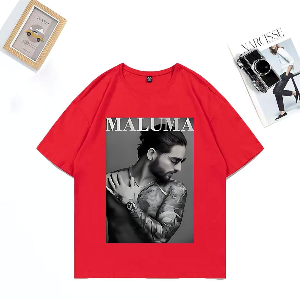 Rapper Maluma Sänger 2025 Übergroßes Grafik-T-Shirt Unisex DAMEN Sommer Baumwolle Kurzarm Street Hip Hop Mode unisex T-Shirts