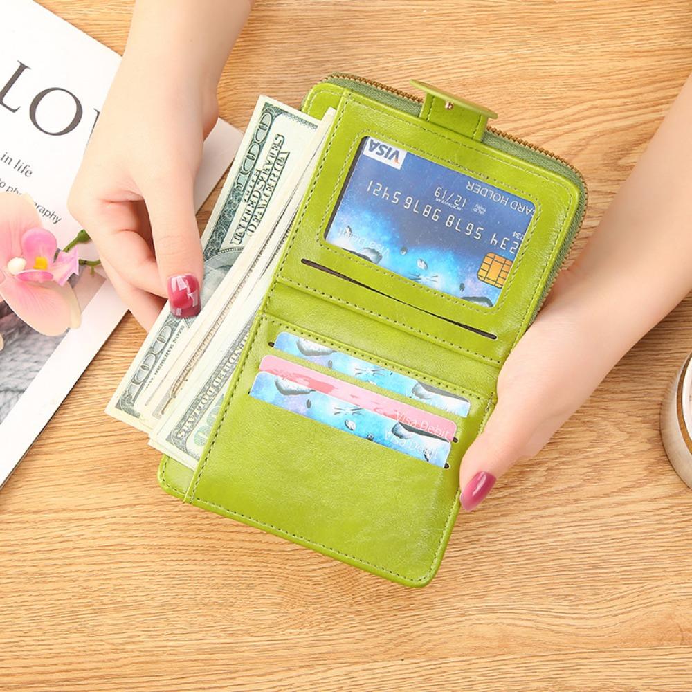 Card Bag, Student Small Fresh Zipper, Soft Leather Wallet In Hand, 20% Off Change Bag.