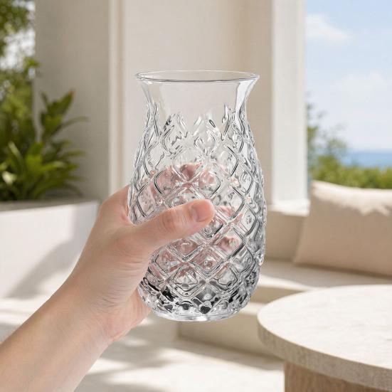Vaso de Cóctel Forma de Piña 480ml Vaso Grabado para Jugos Bebidas Bar Creativo