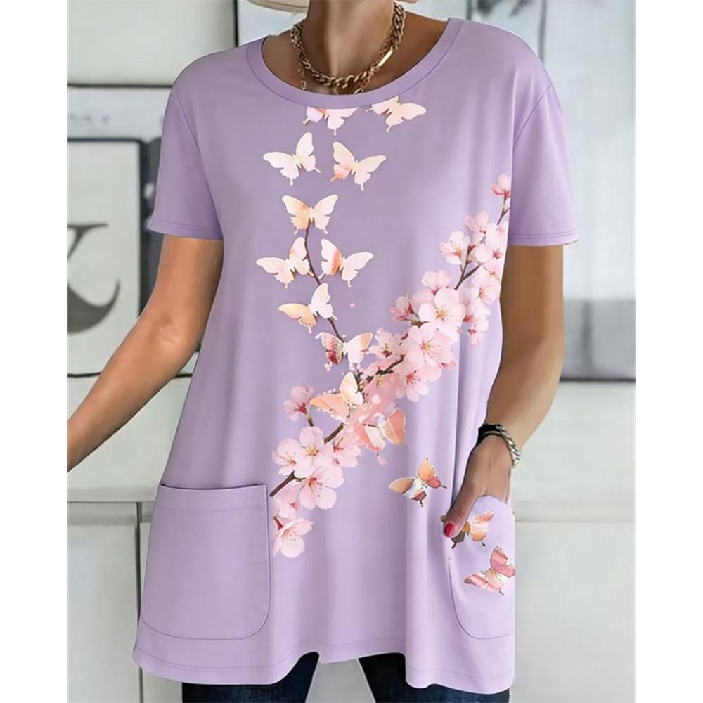 2026 Neues Sommer-T-Shirt mit kurzen Ärmeln, 3D-bedrucktes T-Shirt mit Tasche, Lässig und Modisch, Übergröße T-Shirt