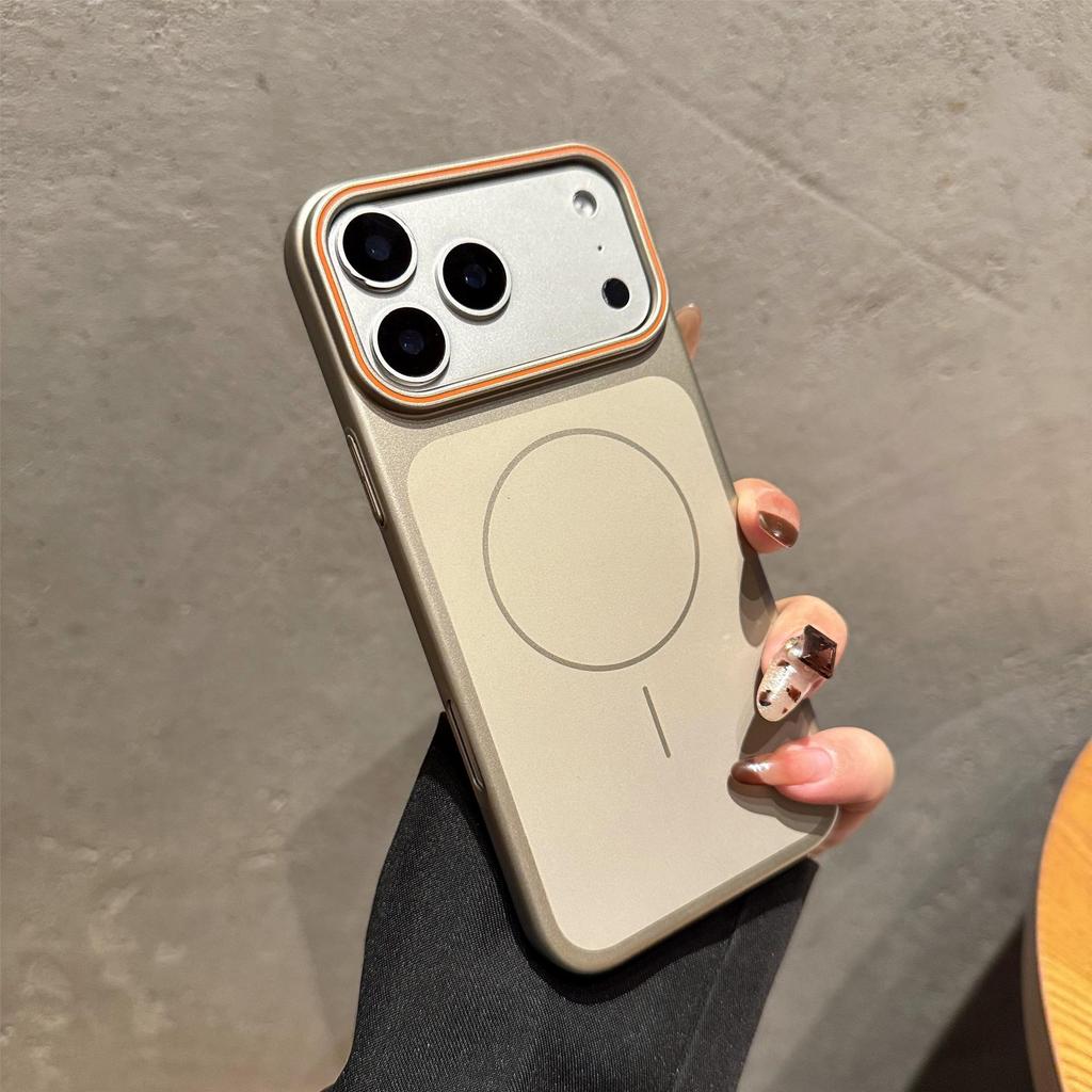 Apple 17 Pro Max Imitation Metal Case for iPhone 16 with Fine Ring & Magnetic Charging - 15 Protective Case