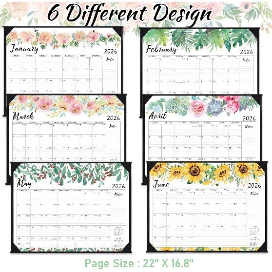 2026 Desk Calendar - Jan 2026 - Dec 2026, 12 Months Large Monthly Desk Calendar, 22" x 17", Desk Pad, Large Ruled Blocks, to-do List & Notes, Best