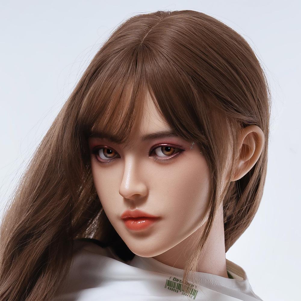 Head with Realistic Oral Function 100% Silicone Compatible with 130-180cm Sex Dolls M16 Thread Interface Wig & Implant Hair Options 3kg