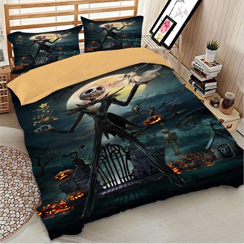 Luxurious Nightmare Before Christmas Duvet Cover With Pillow Cases Bedding Set