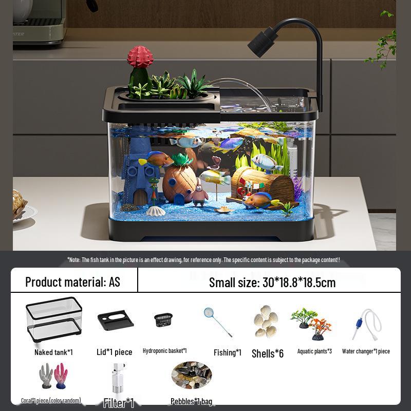 Acuario de Peces Betta de Alta Definición con Filtro y Oxigenador Integrados para Decoración de Sala de Estar