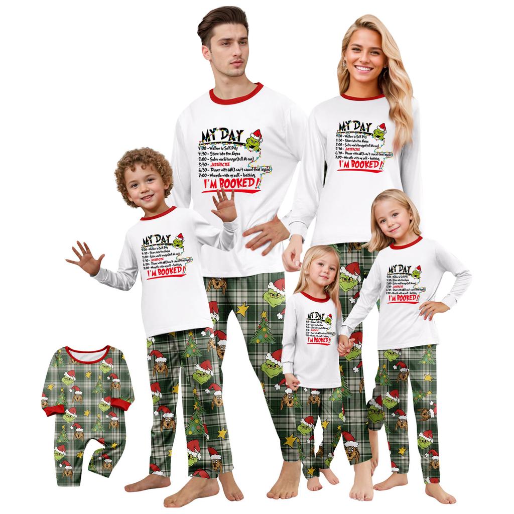 Christmas Print Cute Family Set Pajamas, Home Clothes, Family Set Long Sleeve Top Pants Set