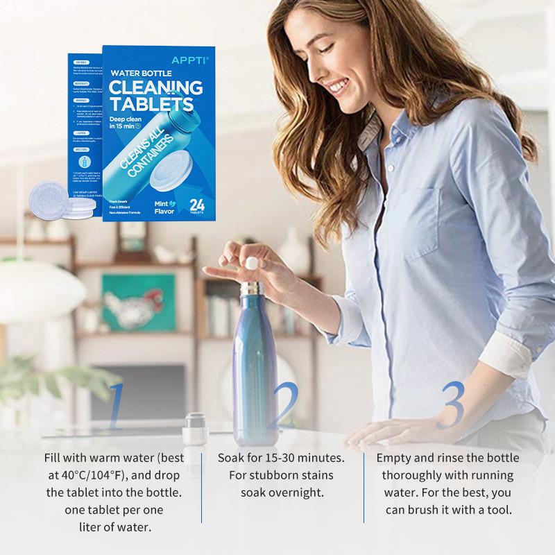 Limescale And Stain Remover Tablets For Water Bottles With Active Cleaning Formula