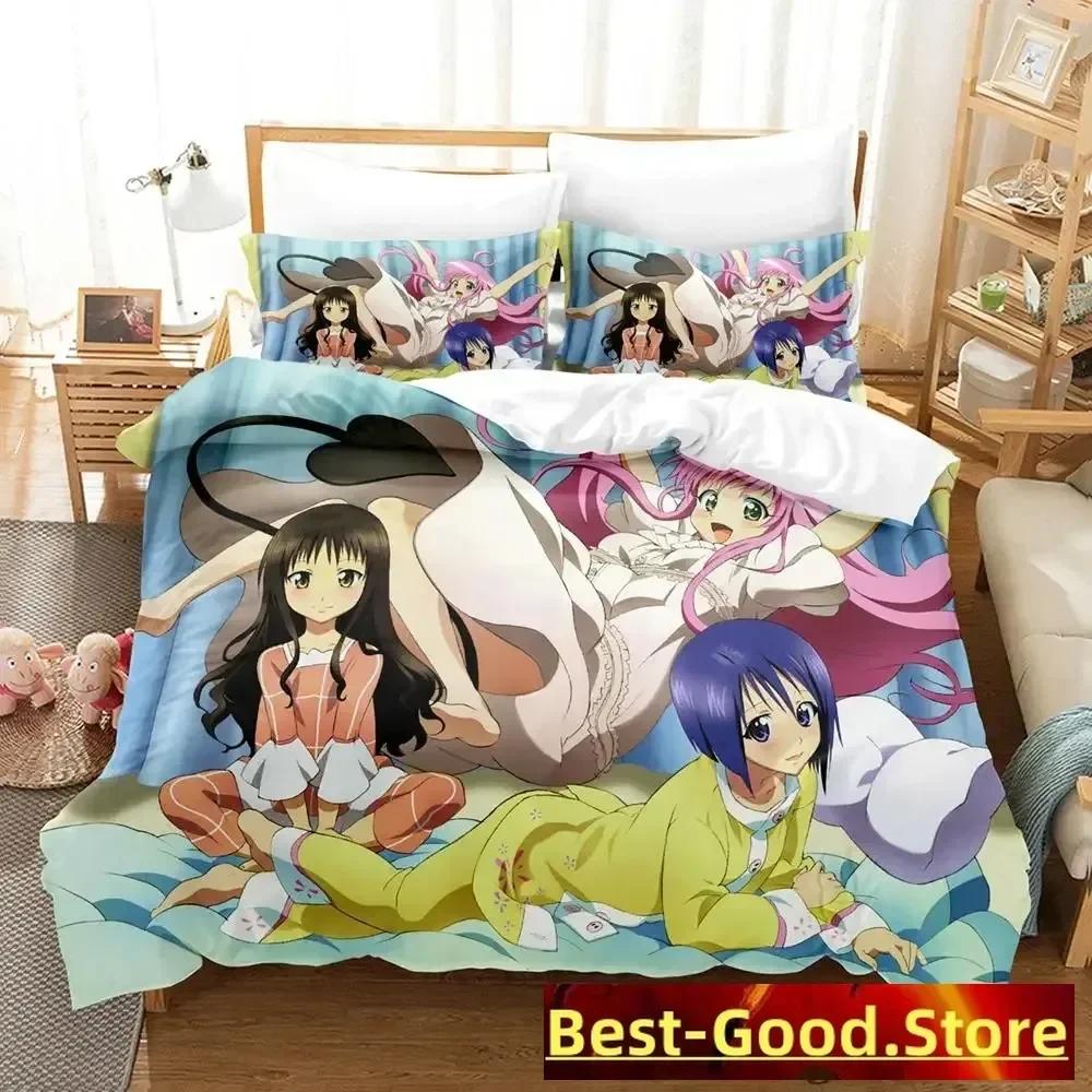 New To Love Ru Bedding Set Duvet Cover Sheet Printed Bed Set Pillowcase Bed Full Queen King Size Comforter Bedroom