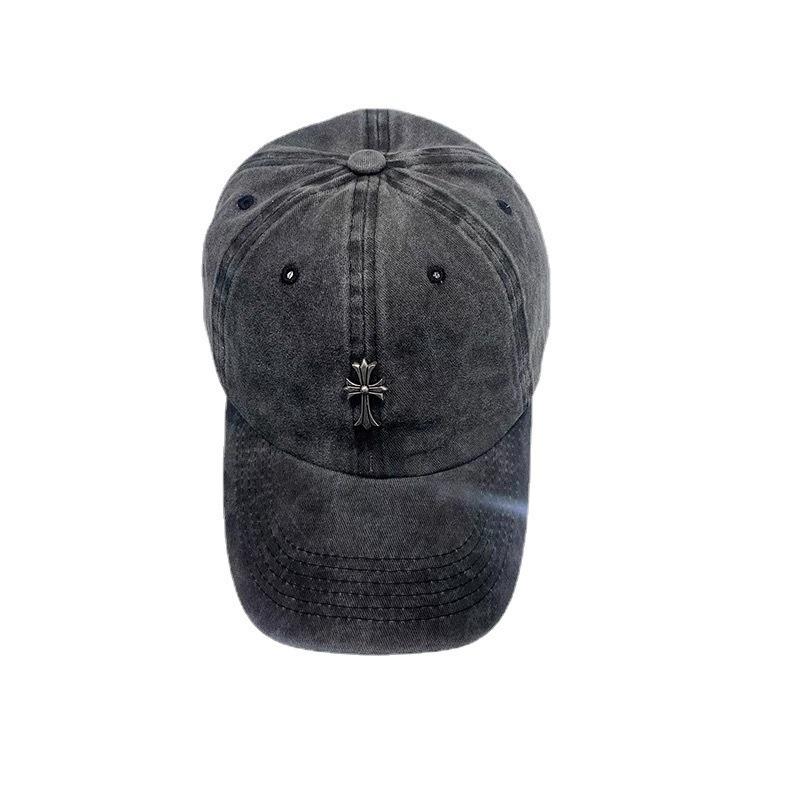 Cross Hat Washing Denim Made Old Baseball Hat Women Soft Top Retro American Smoke Gray Baseball Cap Men