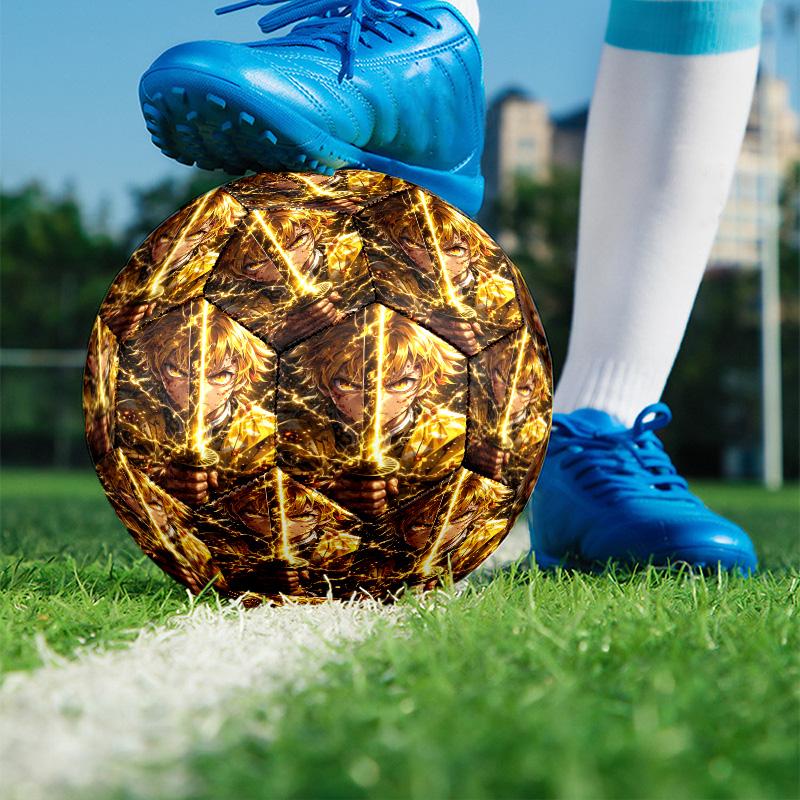 Demon Slayer Print Size 5 Soccer Ball, PU Wear Resistant Football for Match Training and Daily Practice, Birthday Gift for Soccer Fans