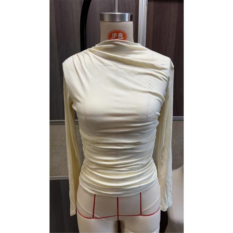 Solid Color Slim Fit Long Sleeved T-shirt for Women's Top