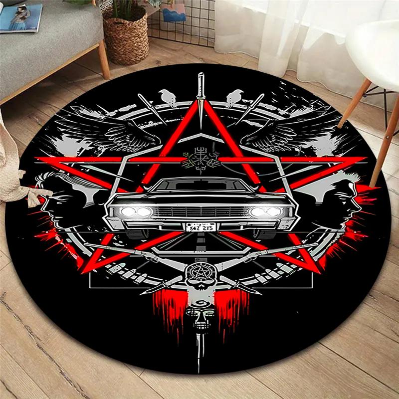 Supernatural Round Area Rug,Carpet Rug for Living Room Bedroom Sofa Playroom Decor,Non-slip Floor Mat