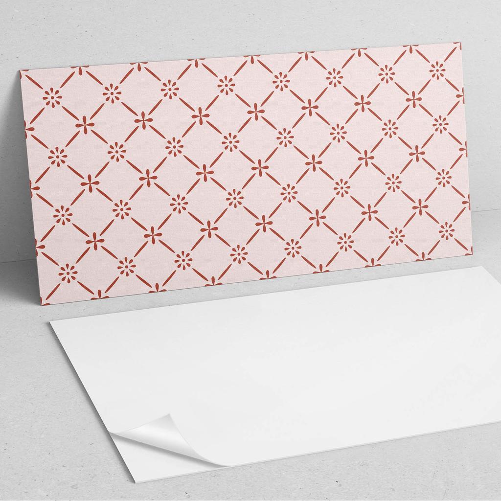 Self-adhesive vinyl panel with a pattern for the living room 100x50 cm. Stylish floral pattern.