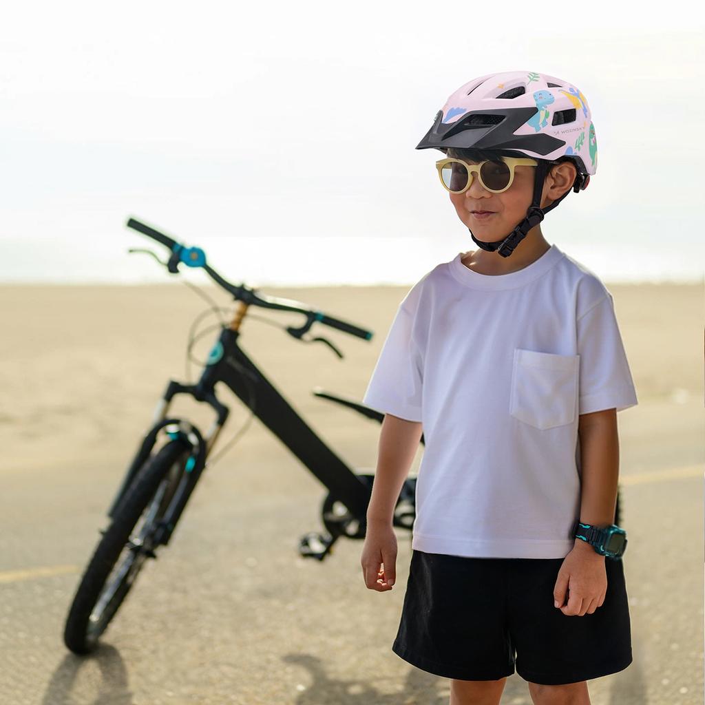 Children's MTB bike helmet with detachable visor 48-52 cm - pink