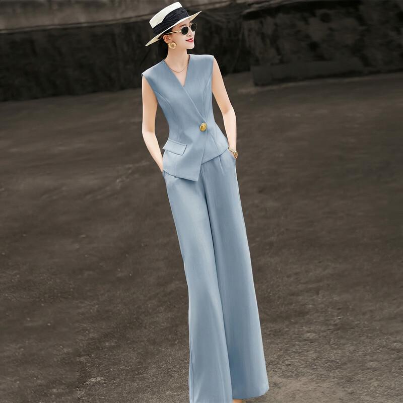 Lancer er Sleeveless V-Neck Vest & Wide-Leg Pants Set M