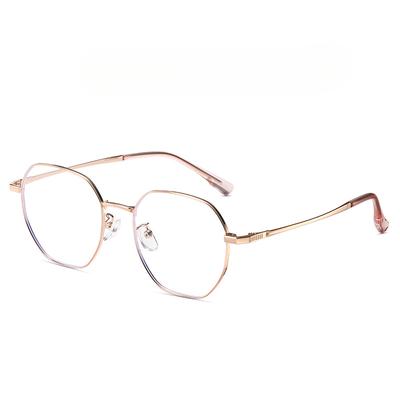 Exquisite and Fashionable Polygonal Glasses Frame Female Carved Temples Anti-blue Light Flat Mirror Light Student Myopia Frame.