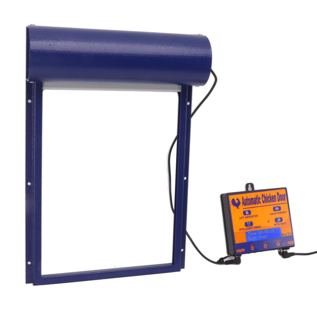 Automatischer Hühnerstalltüröffner aus Aluminium, programmierbar, mit Timer, Lichtsensor und Fernbedienung (3-teilig)