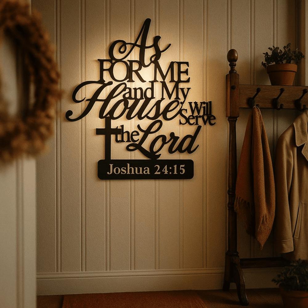 

11.81 Inch Metal Iron Religious Wall Decor Waterproof Rust Proof Home Collectible As For Me And My House We Will Serve The Lord Wall Art