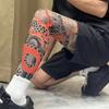 1 Paar Atmungsaktive Herren Sonnenschutzsocken Elastische Ganzbein-Strumpfhose Blumen-Tattoo-Socken Outdoor