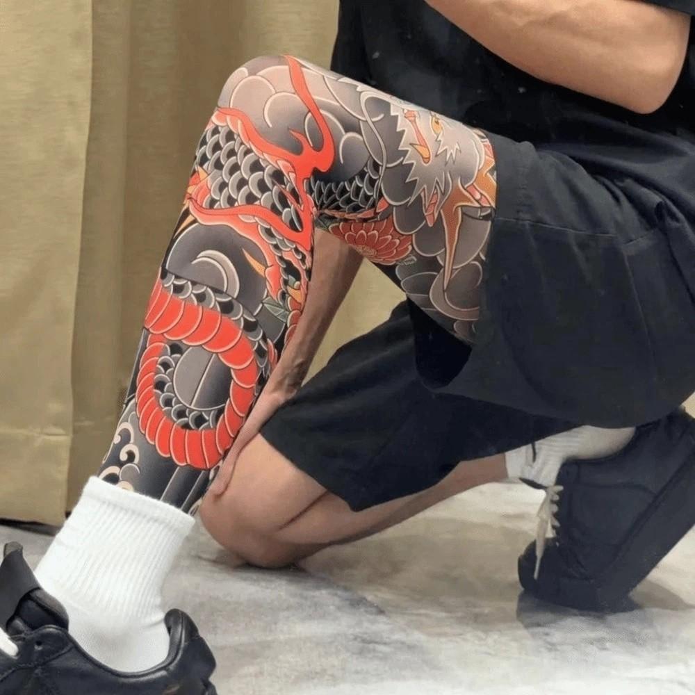 1pc Japanese Style Tattoo Socks Breathable Full Leg Socking Bodhidharma Men Sun-proof Socks  Riding