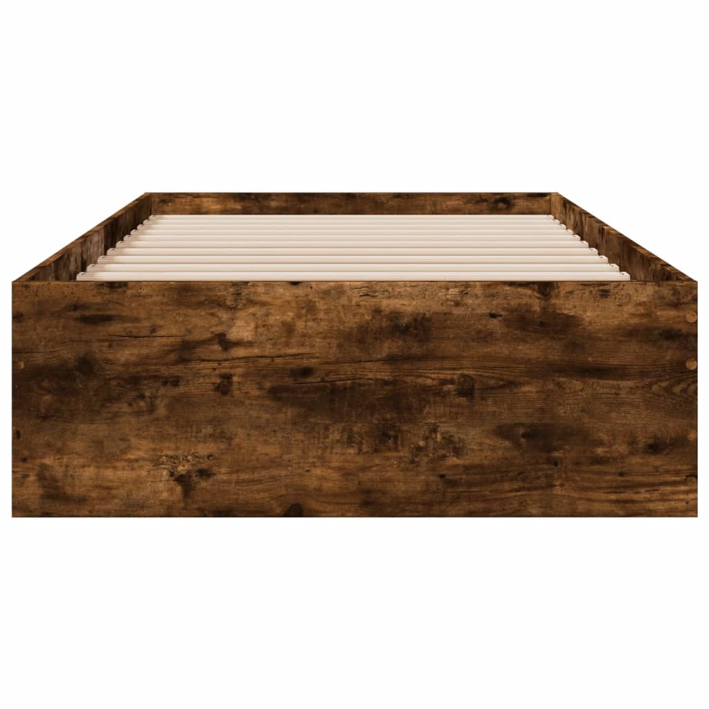 Bed Frame with Drawers Smoked Oak Finish 100x200 cm Engineered Wood