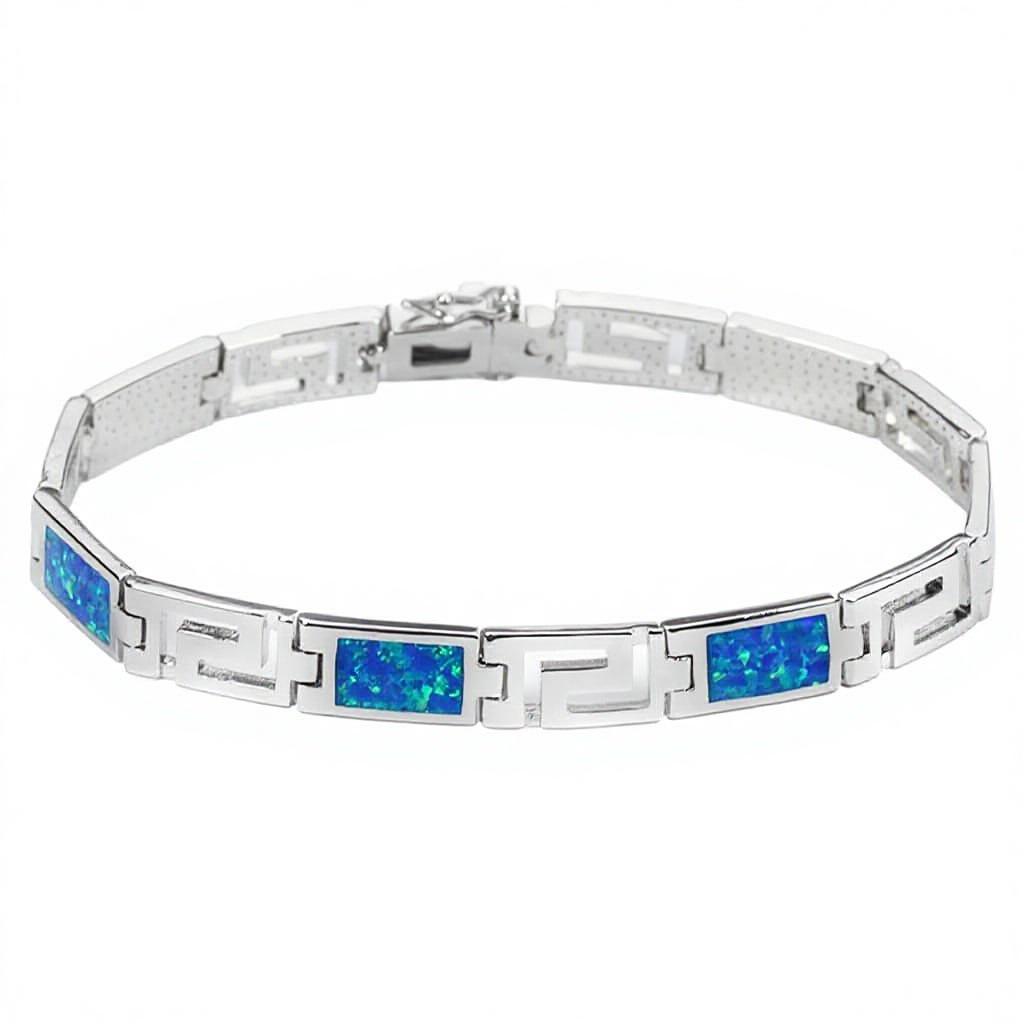 Hawaiianische Opal Halskette & Armband Set mit bunten Edelsteinen blau
