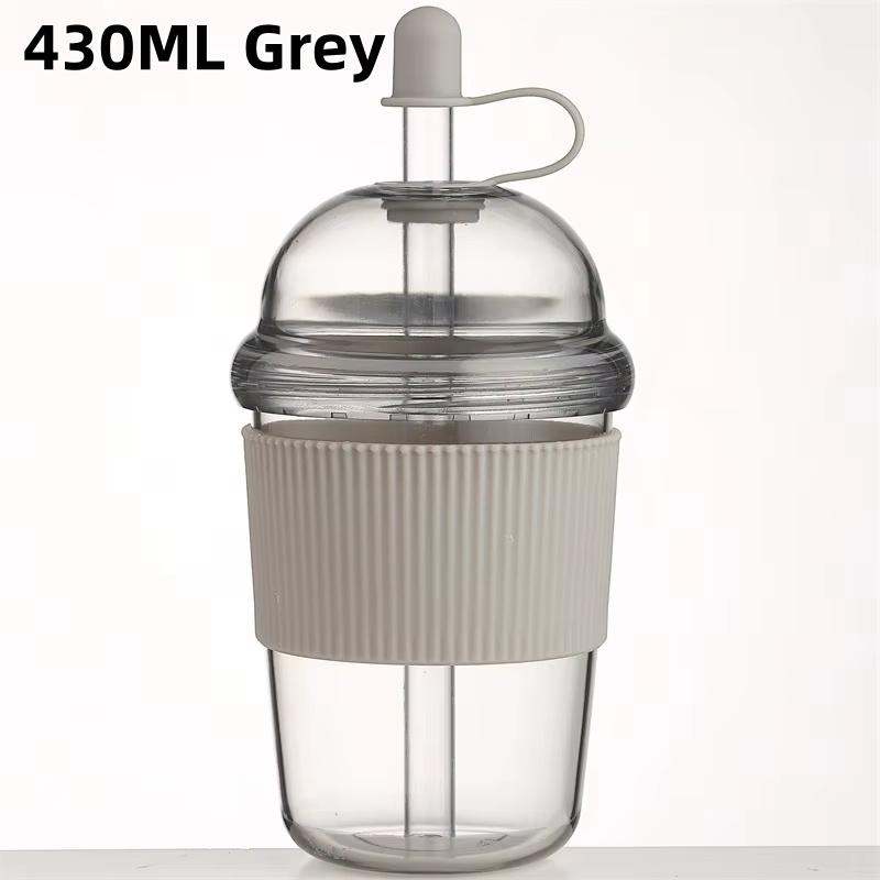 1pc 430ml Portable Flip Straw Cup Plastics Ins Style High-Capacity Water Bottles Tea Coffee Milk Heat-Resistant Juice Jelly Cups