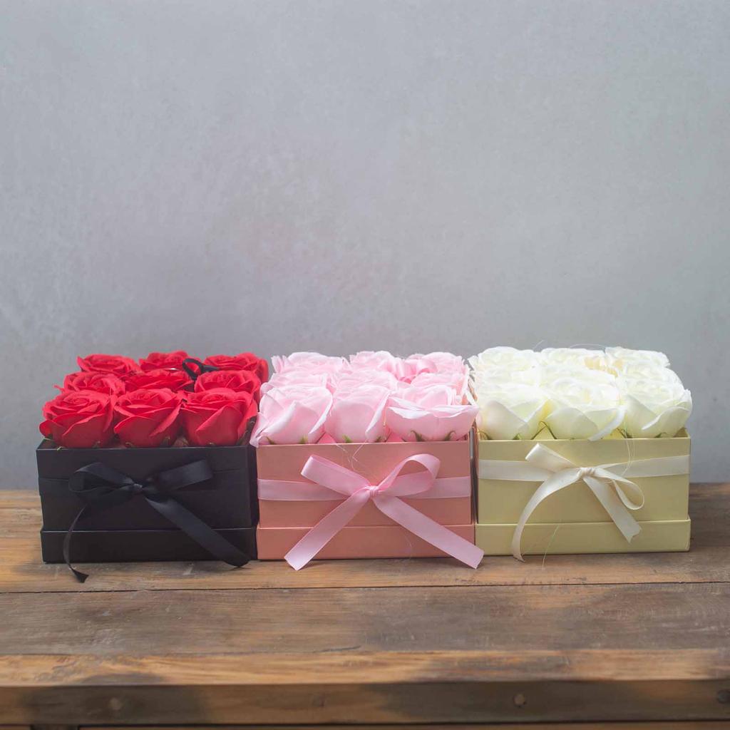 Soap Flower Bouquet 9 Pink Roses Square